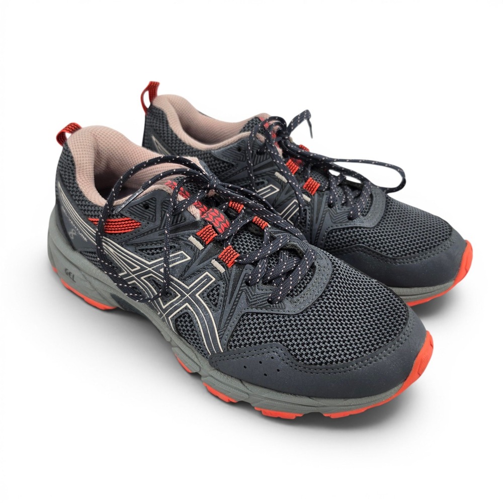 ASICS Gel Venture 8 Women's Size 8 Wide Trail Running Shoes Gray Orange EUC